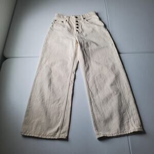 Polo Ralph Lauren Jeans Womens 25 Cream High Rise Wide Leg Button Fly Butter mom